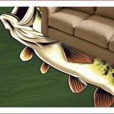 Ultra Soft Area Rug, Non Slip, Stain Resistant, Washable Area Rugs for Living Room, Bedroom, Whimsical Outdoor Fishing Theme Décor(Green)