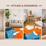 Ultra Soft Area Rug, Non Slip, Stain Resistant, Washable Area Rugs for Living Room, Bedroom, Radiant Fluid Color Harmony(Orange)