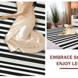 Ultra Soft Area Rug, Non Slip, Stain Resistant, Washable Area Rugs for Living Room, Bedroom, Classic Black And White Striped Rug: Farmhouse Style Door Mat(Black)