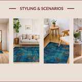 Ultra Soft Area Rug, Non Slip, Stain Resistant, Washable Area Rugs for Living Room, Bedroom, Tropical Ethnic Floral Motif(Blue)