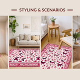 Ultra Soft Area Rug, Non Slip, Stain Resistant, Washable Area Rugs for Living Room, Bedroom, Vibrant Tropical Butterfly Pattern(Pink)