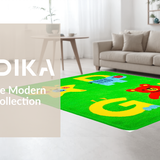 Ultra Soft Area Rug, Non Slip, Stain Resistant, Washable Area Rugs for Living Room, Bedroom, Bright Cheerful Animal Alphabet(Green)