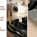 Ultra Soft Area Rug, Non Slip, Stain Resistant, Washable Area Rugs for Living Room, Bedroom, Stylish Marble Gold Composition(Black)