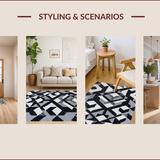 Ultra Soft Area Rug, Non Slip, Stain Resistant, Washable Area Rugs for Living Room, Bedroom, Modern Geometric Living Room Carpet(Black)