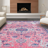 Ultra Soft Area Rug, Non Slip, Stain Resistant, Washable Area Rugs for Living Room, Bedroom, Sleek Contemporary Diamond Arrangement(Pink)