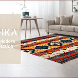 Ultra Soft Area Rug, Non Slip, Stain Resistant, Washable Area Rugs for Living Room, Bedroom, Black Aztec Tribal Living Room Washable Carpet(Red)