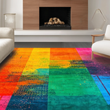 Ultra Soft Area Rug, Non Slip, Stain Resistant, Washable Area Rugs for Living Room, Bedroom, Chic Abstract Color Harmony Piece(Orange)