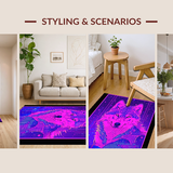 Ultra Soft Area Rug, Non Slip, Stain Resistant, Washable Area Rugs for Living Room, Bedroom, Eclectic Multi-Hued Wolf Design(Purple)