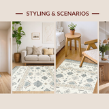 Ultra Soft Area Rug, Non Slip, Stain Resistant, Washable Area Rugs for Living Room, Bedroom, Striking Contemporary Tiled Arrangement(Beige)