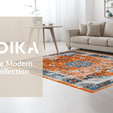Ultra Soft Area Rug, Non Slip, Stain Resistant, Washable Area Rugs for Living Room, Bedroom, Cozy Abstract Floral Touch(Orange)