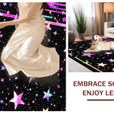 Ultra Soft Area Rug, Non Slip, Stain Resistant, Washable Area Rugs for Living Room, Bedroom, Charming Dreamy Celestial Theme(Black)