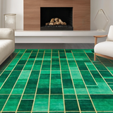Ultra Soft Area Rug, Non Slip, Stain Resistant, Washable Area Rugs for Living Room, Bedroom, Sophisticated Modern Geometric Appeal(Green)