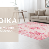 Ultra Soft Area Rug, Non Slip, Stain Resistant, Washable Area Rugs for Living Room, Bedroom, Country-Style Romantic Floral Display(Pink)