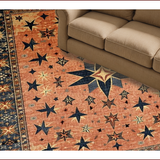 Ultra Soft Area Rug, Non Slip, Stain Resistant, Washable Area Rugs for Living Room, Bedroom, Charming Primitive Star Design(Red)