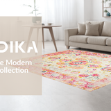 Ultra Soft Area Rug, Non Slip, Stain Resistant, Washable Area Rugs for Living Room, Bedroom, Radiant Pastel Lace Motif(Yellow)