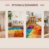 Ultra Soft Area Rug, Non Slip, Stain Resistant, Washable Area Rugs for Living Room, Bedroom, Modern Farmhouse Burnt Orange Living Room Carpet(Blue)