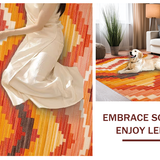 Ultra Soft Area Rug, Non Slip, Stain Resistant, Washable Area Rugs for Living Room, Bedroom, Vibrant Textured Folk Motif(Orange)