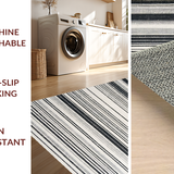 Ultra Soft Area Rug, Non Slip, Stain Resistant, Washable Area Rugs for Living Room, Bedroom, Black and White Linear Stripe Rug, Absorbent Layered Pattern, Non Slip Base(Black)