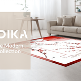 Ultra Soft Area Rug, Non Slip, Stain Resistant, Washable Area Rugs for Living Room, Bedroom, Luxurious Floral Ink Painting Style(Red)
