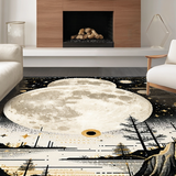 Ultra Soft Area Rug, Non Slip, Stain Resistant, Washable Area Rugs for Living Room, Bedroom, Trendy Half Moon Textile Art(Gold)