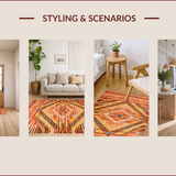Ultra Soft Area Rug, Non Slip, Stain Resistant, Washable Area Rugs for Living Room, Bedroom, Vibrant Orange Geometric Elegance(Orange)