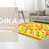 Ultra Soft Area Rug, Non Slip, Stain Resistant, Washable Area Rugs for Living Room, Bedroom, Radiant Sunshine Circular Motif(Yellow)