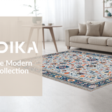 Ultra Soft Area Rug, Non Slip, Stain Resistant, Washable Area Rugs for Living Room, Bedroom, Minimalist Colorful Botanical Design(Gray)