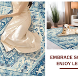Ultra Soft Area Rug, Non Slip, Stain Resistant, Washable Area Rugs for Living Room, Bedroom, Rustic Light Blue Tiled Arrangement(Blue)