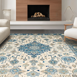 Ultra Soft Area Rug, Non Slip, Stain Resistant, Washable Area Rugs for Living Room, Bedroom, Rustic Whimsical Floral Composition(White)