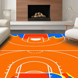 Ultra Soft Area Rug, Non Slip, Stain Resistant, Washable Area Rugs for Living Room, Bedroom, Contemporary Basketball Graphic Design(Red)