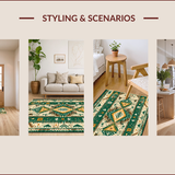 Ultra Soft Area Rug, Non Slip, Stain Resistant, Washable Area Rugs for Living Room, Bedroom, Southwestern Green Tan Kitchen Washable Runner Rug(Green)