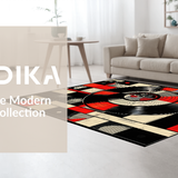 Ultra Soft Area Rug, Non Slip, Stain Resistant, Washable Area Rugs for Living Room, Bedroom, Minimalist Circular Music Statement(Black)