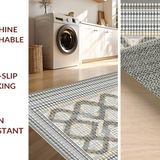 Ultra Soft Area Rug, Non Slip, Stain Resistant, Washable Area Rugs for Living Room, Bedroom, Sophisticated Minimalist Tiled Aesthetic(Gray)