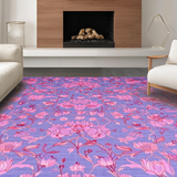 Ultra Soft Area Rug, Non Slip, Stain Resistant, Washable Area Rugs for Living Room, Bedroom, Chic Modern Flower Motif(Purple)