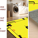 Ultra Soft Area Rug, Non Slip, Stain Resistant, Washable Area Rugs for Living Room, Bedroom, Contemporary Minimalist Cat Emblem Style(Yellow)
