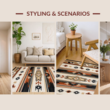 Ultra Soft Area Rug, Non Slip, Stain Resistant, Washable Area Rugs for Living Room, Bedroom, Vibrant Ethnic Tiled Design(Brown)