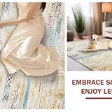 Ultra Soft Area Rug, Non Slip, Stain Resistant, Washable Area Rugs for Living Room, Bedroom, Whimsical Creamy Contemporary Style(Gold)