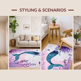 Ultra Soft Area Rug, Non Slip, Stain Resistant, Washable Area Rugs for Living Room, Bedroom, Serene Aquatic Gradient Composition(Purple)