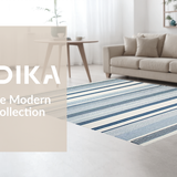 Ultra Soft Area Rug, Non Slip, Stain Resistant, Washable Area Rugs for Living Room, Bedroom, Artisanal Textured Stripe Elegance(Blue)