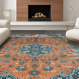 Ultra Soft Area Rug, Non Slip, Stain Resistant, Washable Area Rugs for Living Room, Bedroom, Whimsical Colorful Trellis Design(Orange)