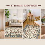 Ultra Soft Area Rug, Non Slip, Stain Resistant, Washable Area Rugs for Living Room, Bedroom, Artistic Abstract Floral Expression(White)
