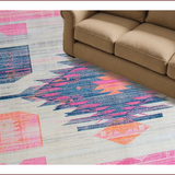 Ultra Soft Area Rug, Non Slip, Stain Resistant, Washable Area Rugs for Living Room, Bedroom, Artistic Contemporary Patterned Delight(Pink)