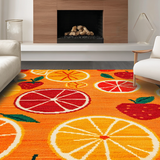 Ultra Soft Area Rug, Non Slip, Stain Resistant, Washable Area Rugs for Living Room, Bedroom, Bright Abstract Fruity Composition(Orange)