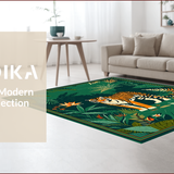 Ultra Soft Area Rug, Non Slip, Stain Resistant, Washable Area Rugs for Living Room, Bedroom, Vintage Jungle Ethnic Aesthetic(Green)