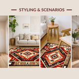 Ultra Soft Area Rug, Non Slip, Stain Resistant, Washable Area Rugs for Living Room, Bedroom, Contemporary Geometric Rustic Charm(Red)