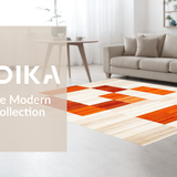 Ultra Soft Area Rug, Non Slip, Stain Resistant, Washable Area Rugs for Living Room, Bedroom, Striking Organic Patterned Visual(Orange)
