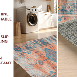 Ultra Soft Area Rug, Non Slip, Stain Resistant, Washable Area Rugs for Living Room, Bedroom, Sophisticated Lattice Style in Soft Tones(Orange)