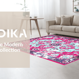 Ultra Soft Area Rug, Non Slip, Stain Resistant, Washable Area Rugs for Living Room, Bedroom, Eclectic Retro Diamond Design(Pink)