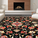 Ultra Soft Area Rug, Non Slip, Stain Resistant, Washable Area Rugs for Living Room, Bedroom, Artful Black Floral Display(Black)
