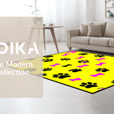 Ultra Soft Area Rug, Non Slip, Stain Resistant, Washable Area Rugs for Living Room, Bedroom, Vibrant Playful Paw Print Motif(Yellow)